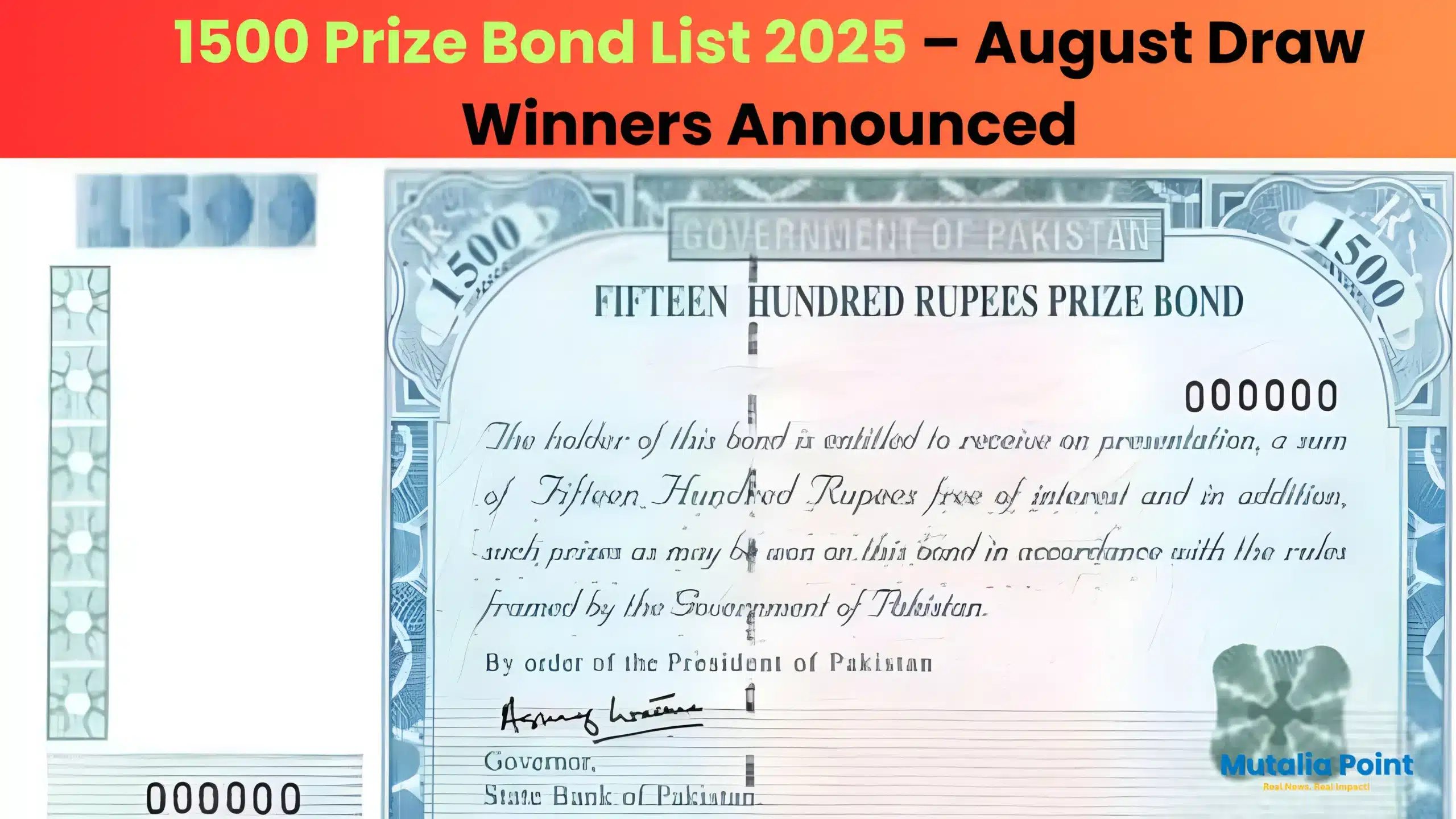 1500 Prize Bond List 2025